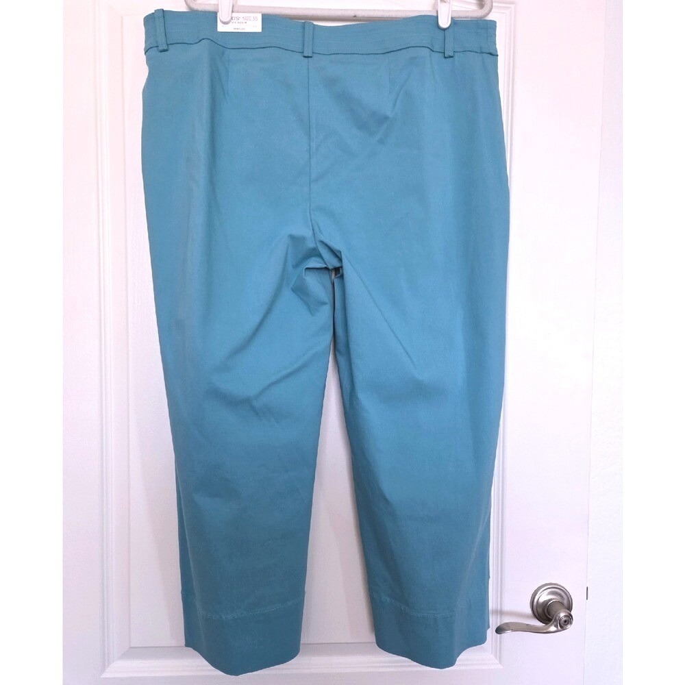 Chicos Trapunto Wide Leg‎ Crop Pants Turquoise Blue Sz 3.5/18 NWT - Picture 3 of 6